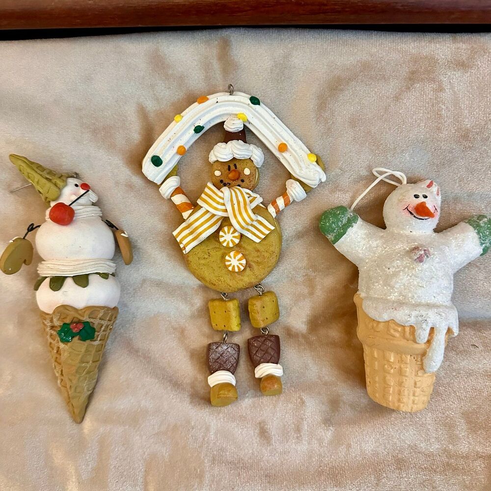 Vintage Sweet Treat Snowman Ornaments Lot